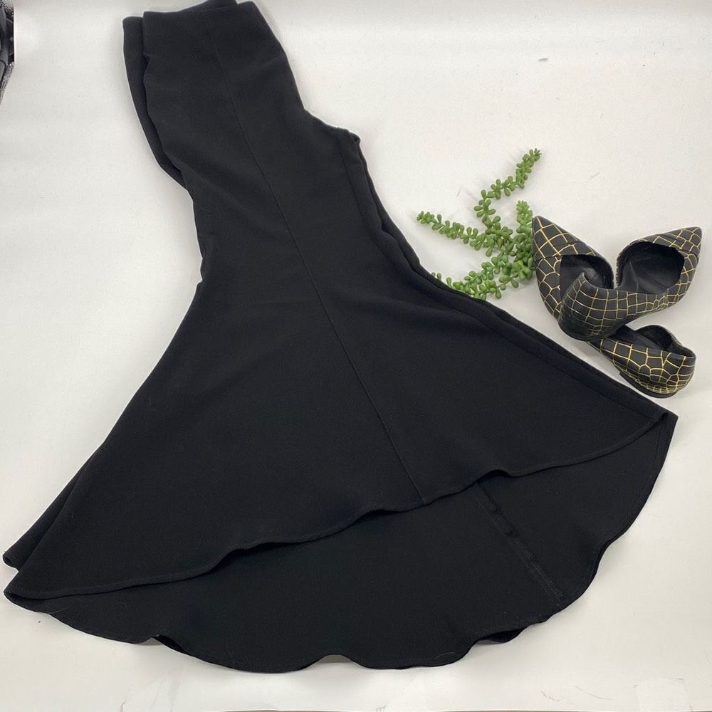 Anthropologie Zinnia Tulip Flare Pants High-Rise Side Zip Dressy Black Size 4 - Picture 4 of 16